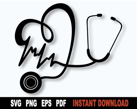 Heartbeat Stethoscope Svg Nurse Svg Cut File Nurse Clipart Etsy