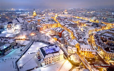 デスクトップ壁紙 ルブリン ポーランド 研磨 都市景観 観光 ツーリスト ヨーロッパ 雪 冬 1920x1200