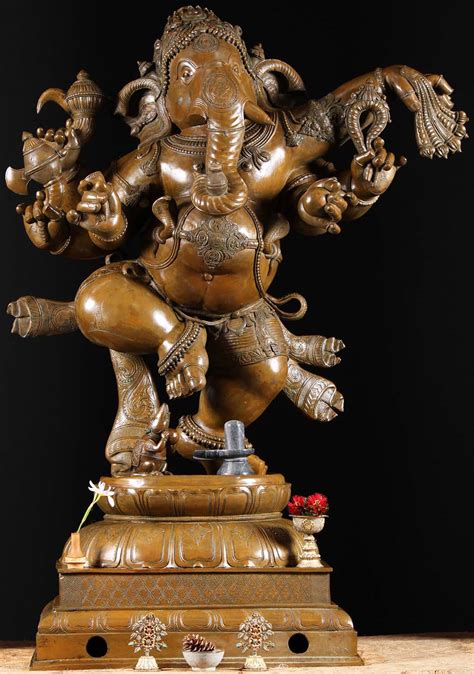 Brass Six Armed Ganesha Ganesh Dancing Statue Figurine Showpiece