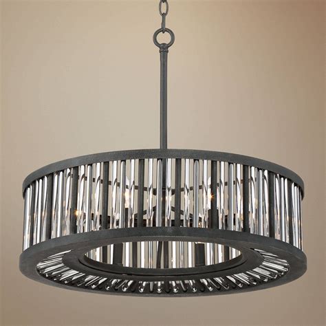 Crystal drum pendants for sale. Brixton Black and Silver 24" Wide Drum Pendant Light ...