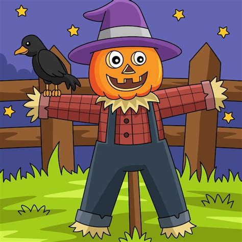 Premium Vector Scarecrow Halloween Colored Cartoon Illustration