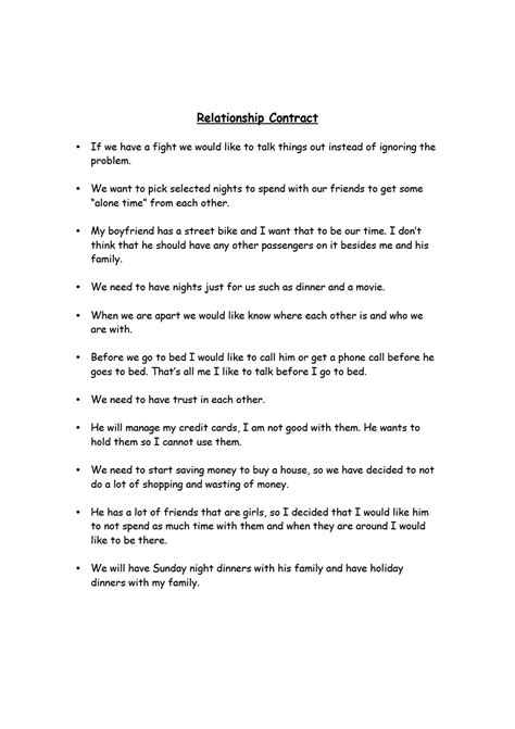 Relationship Contract Sample The Relationship Contract Every Long