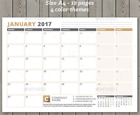 Free 7 Monthly Calendar Designs In Psd Ai
