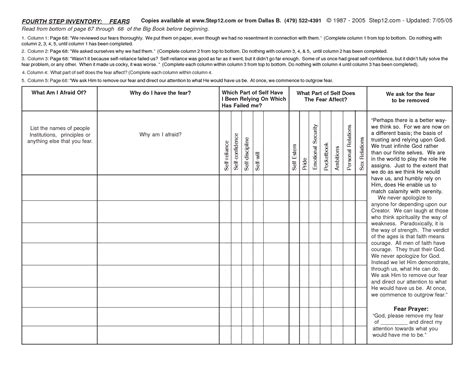 Aa Step 4 Worksheets