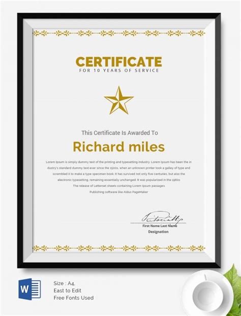 Service Award Certificate Template Inspirational 25 Certificate