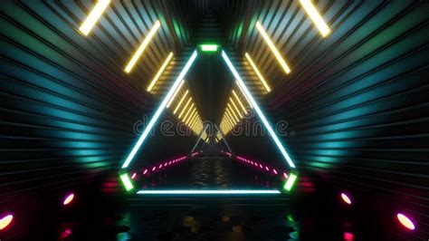 Techno Tunnel Futuristic Perspective Grid Background Texture Abstract