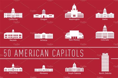 Us State Capitol Buildings Illustrations Creative Market