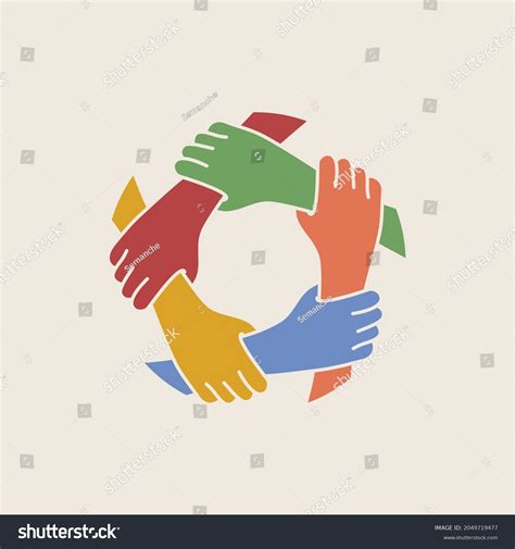 Team Work Concept Five Hands Connection Stock Vector Royalty Free