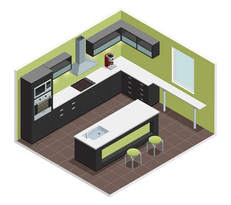 Modern Kitchen Isometric View Image 483448 Vector Art At Vecteezy