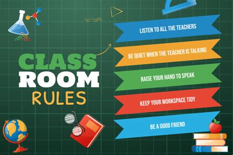 Green Classroom Rules Landscape Poster Template Postermywall