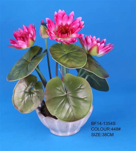 hotsale pink artificial lotus flower with cement pot for home decoration fake silk flowers buy
