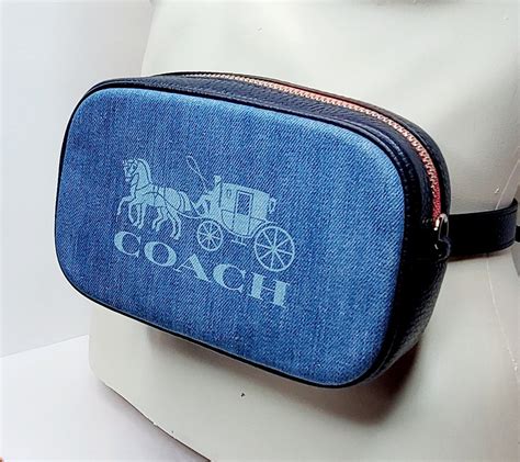 Pre Owned Coach Denim And Leather Beltcrossbody Bag Etsy