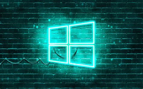 Download Wallpapers Windows 10 Turquoise Logo 4k