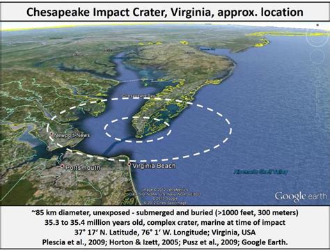United States Meteorite Impact Craters Chesapeake Bay Crater Virginia