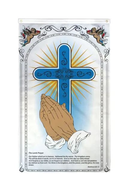 Praying Hands Flag 3x5 Ft Lords Prayer Christian Jesus Christ Church