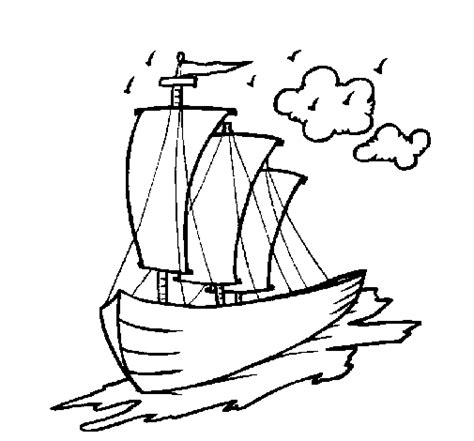 Dibujo de Barco velero para Colorear y Pintar en Línea Dibujo de