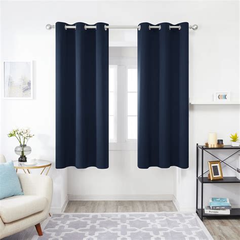 Deconovo Solid Blackout Curtains 42x45 Inch Navy Blue Set Of 2 With