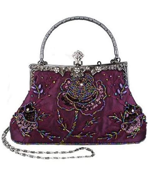 Womens Vintage Beaded Sequin Evening Handbags Purple C611oqxivmn