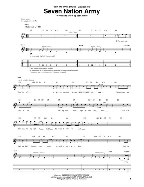 Seven Nation Army By The White Stripes Guitar Tab Guitar Instructor