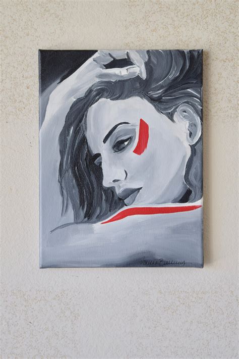 Woman Portrait Black And White Painting Abstract Art Etsy