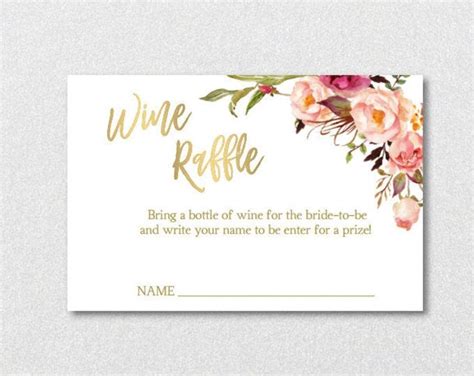 Wine Raffle Printable Tickets Printable Bridal Shower Games