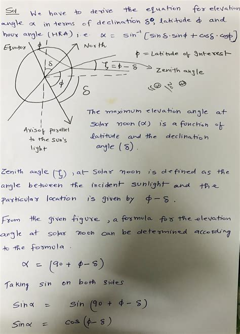 [Solved] Derive the equation for elevation angle α in terms of