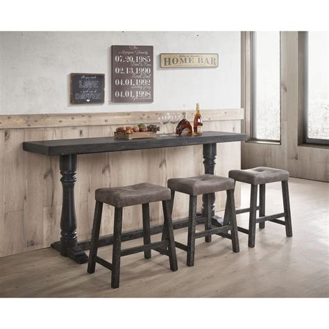 In essence, a sofa bar table is a tall, narrow table that matches the height of the back of the sofa with bar stools tucked beneath. Bar Stool Table Behind Couch