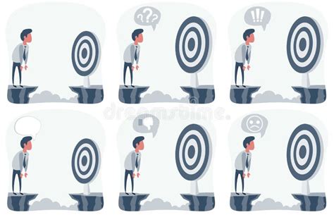 Businessman In Front Of A Gap And Looking For The Target Stock Vector