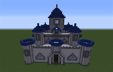 Castle With Blue Towers Blueprints For Minecraft Houses Castles