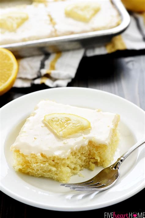 Lemon Texas Sheet Cake ~ A Super Moist Homemade Cake Recipe Topped With A Tangy Lemon Glaze