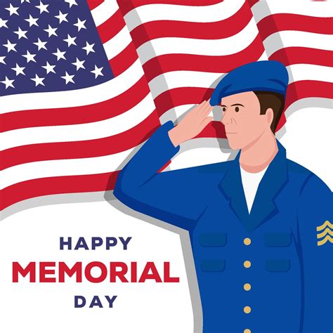 Memorial Day Flat Illustration With People Saluting Pose 7167409 Vector