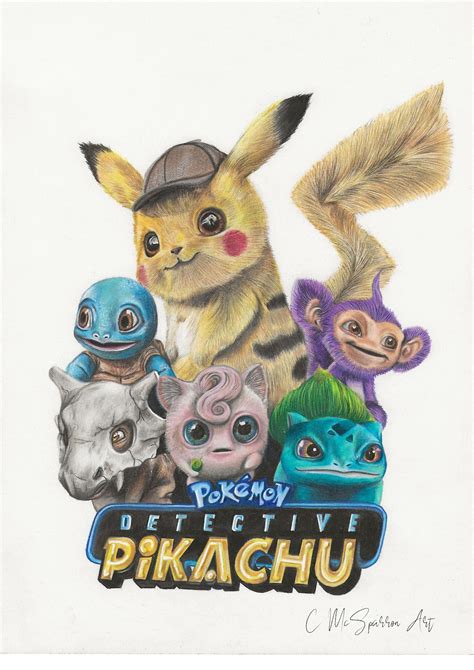 Detective Pikachu Drawing Print A4 Cmcsparronart Etsy