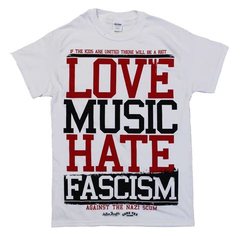 Love Music Hate Fascism Logo T Shirt White 1299