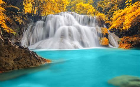 Nature Wallpaper Forest Trees River Waterfall Blue Water Autumn Nature