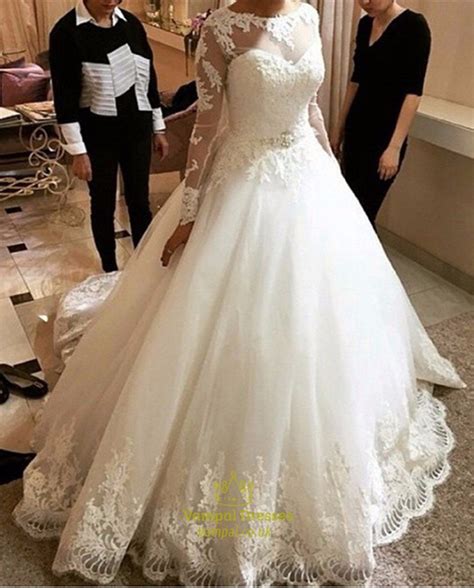 Wedding Dresses Wedding Gowns Bridal Gowns Long Sleeve Ivory Lace Wedding Dress