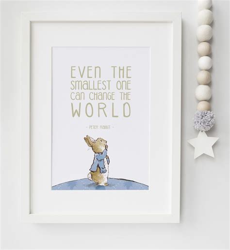 The book deals with benjamin and his cousin peter rabbit going to mr mcgregors garden, while he is away, to find the clothes peter lost in the tale of peter rabbit. Peter Rabbit Baby Quote Beatrix Potter Nursery Print ...