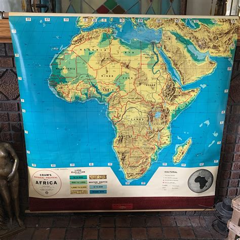 Vintage School Map Africa Map Pull Down Map Large Etsy