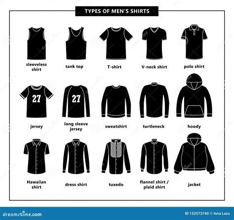 Types Of Men`s Shirts Stock Vector Illustration Of Solid 132573740