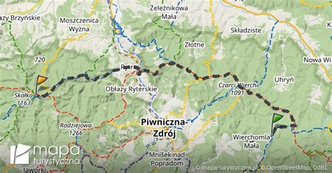 Trasa Bacówka PTTK Nad Wierchomlą Schronisko PTTK Przehyba mapa