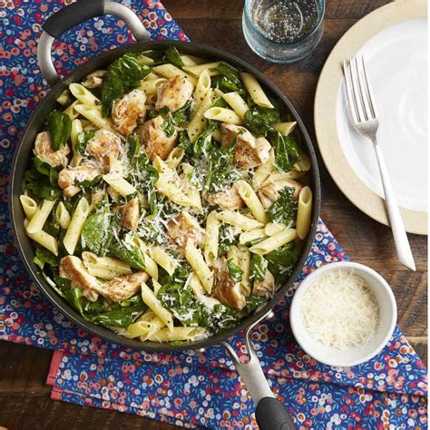 Chicken And Spinach Skillet Pasta With Lemon And Parmesan Recipe Eatingwell