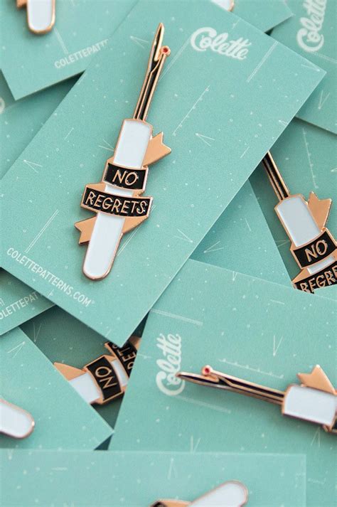 No Regrets Pin From Colette Patterns Colette Patterns Enamel Pins Pins