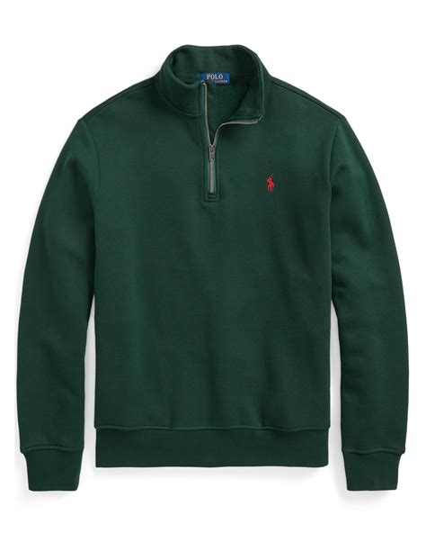 Polo Ralph Lauren Mens Quarter Zip Collar Sweatshirt College Green Jumper