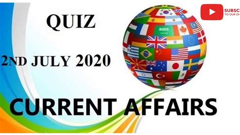 Quiz Current Affairs 2nd July 2020 For All Competitive Exam Youtube