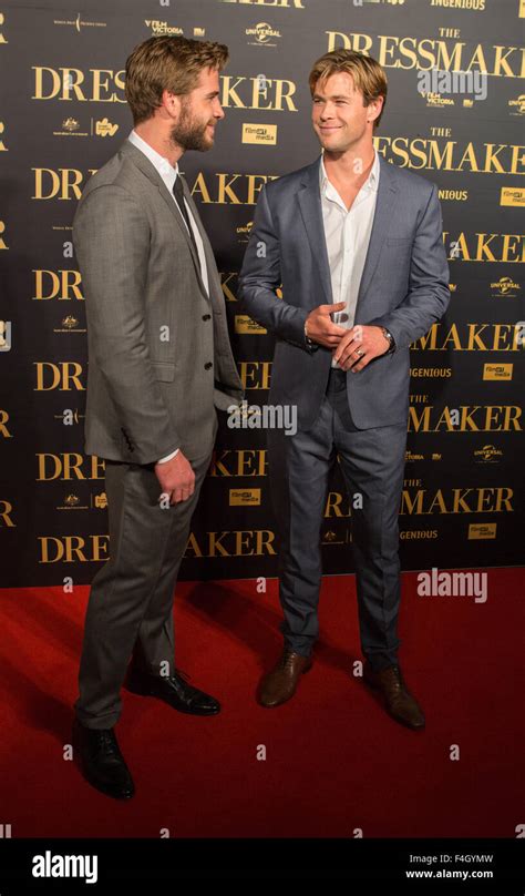 Liam Hemsworth And Chris Hemsworth At The Dressmaker Premiere In Melbourne Australia October 18