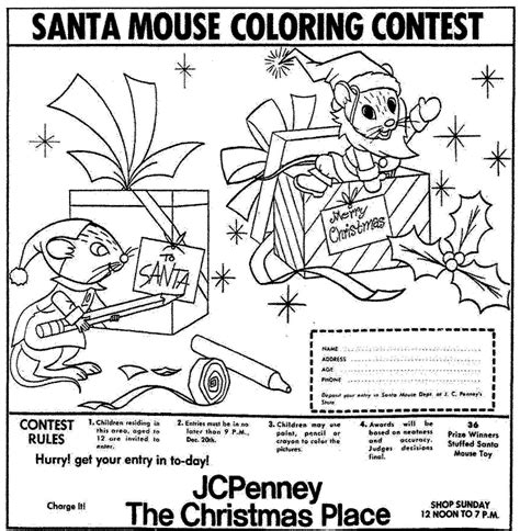 Mostly Paper Dolls Santa Mouse Coloring Contest From Jcpenney 1971