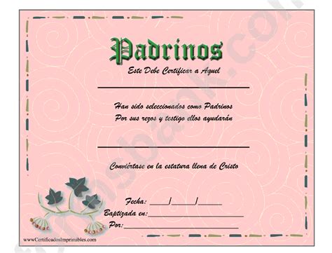 Godparents Certificate Template Printable Pdf Download