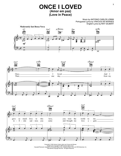 once i loved amor em paz love in peace sheet music antonio carlos jobim piano vocal