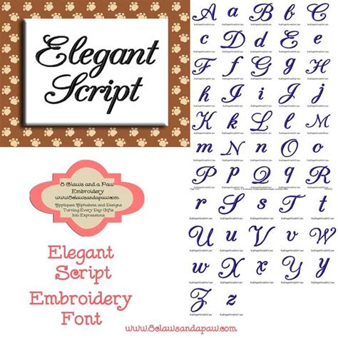 Elegant Script Alphabet Embroidery Design Embroidery Fonts Script