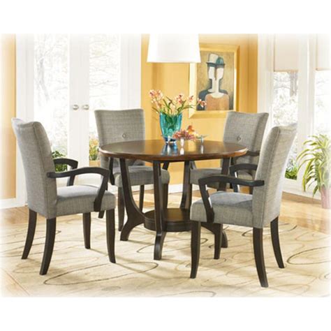 D288 15 Ashley Furniture Round Dining Table Dark Brown Finish