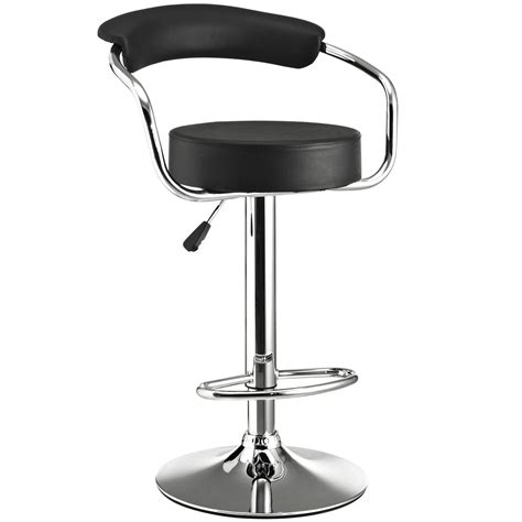 Also plan for each stool to occupy about 28 to 30 inches along the counter's perimeter — that includes the 6 inches you should leave between stools. Diner Modern Upholstered Bar Stool w/ Back & Foot Rest In Chrome Finish, Black